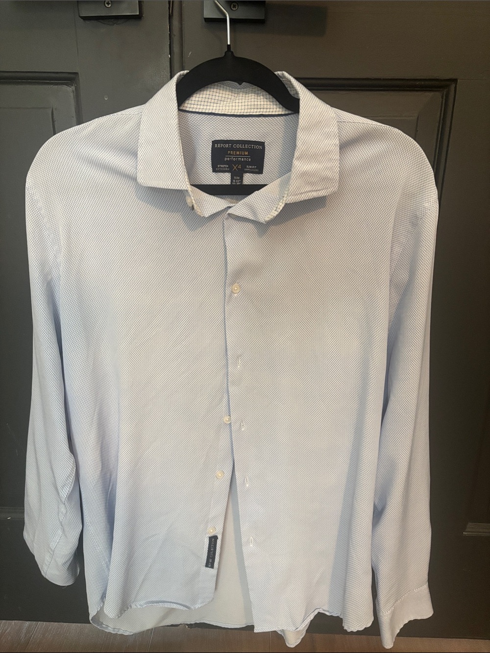 Report Collection Light Blue Micro-Pattern Dress Shirt